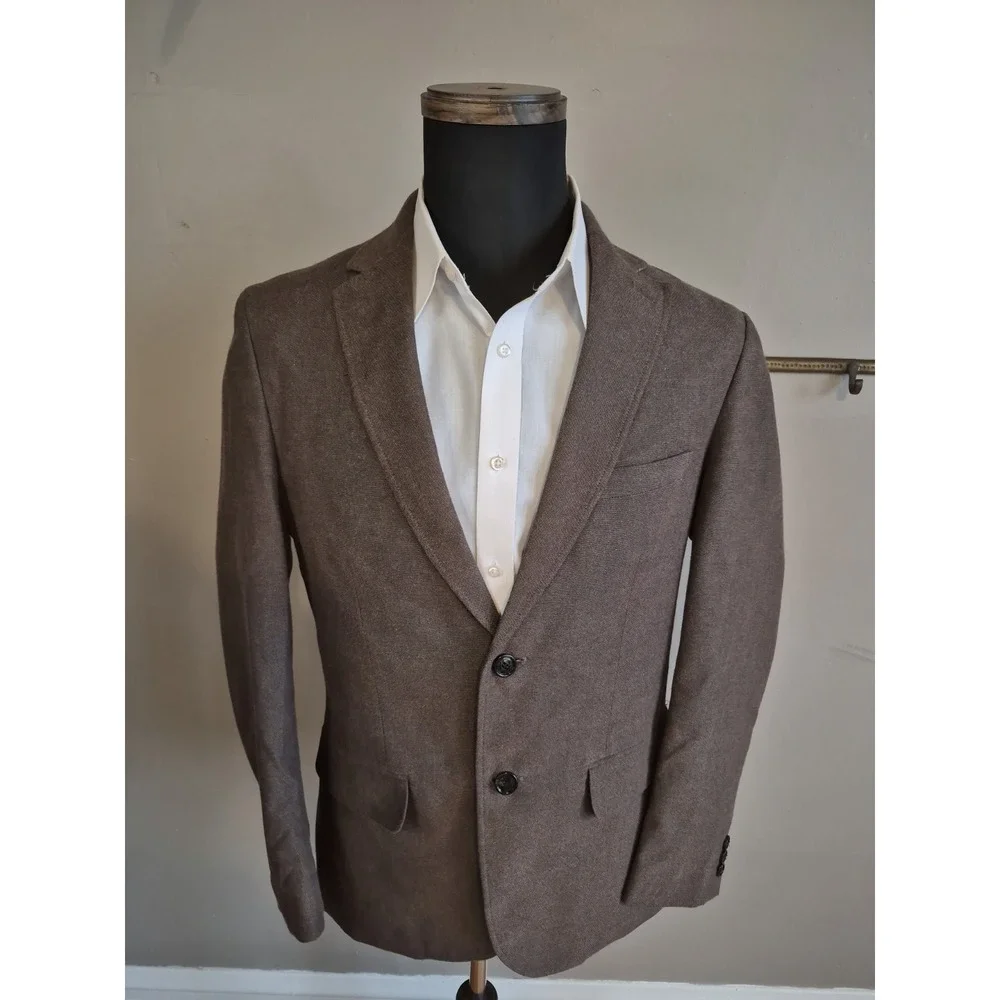 Tasso Elba Mens Sports Coat 38R Brown 2 Button Cotton Blend Blazer K605